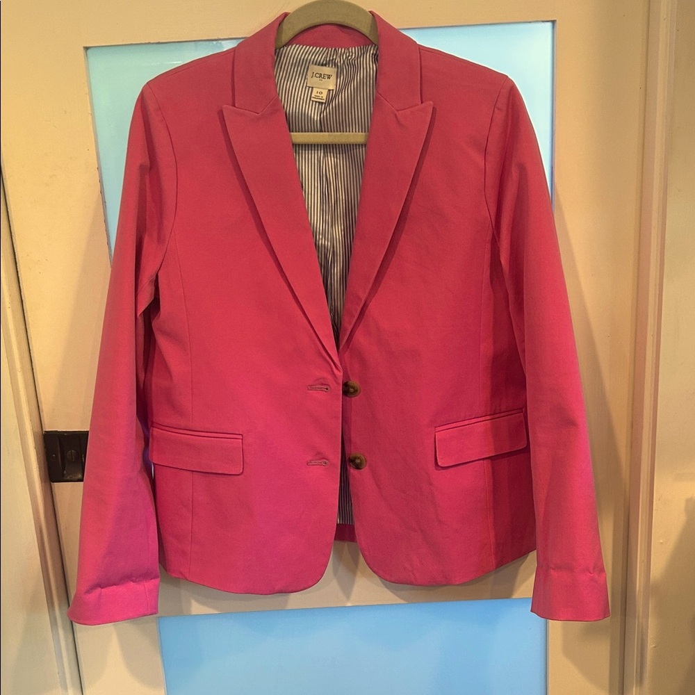 J. Crew Vibrant Pink Suit Jacket “Classic Schoolboy” Size 10